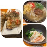 Miho - もずくの天麩羅　ほうれん草と蟹身のお通し　ソーキ蕎麦
