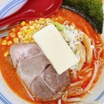 北海道ラーメン 赤レンガ - オロチョンラーメン（4辛）+バターコーン