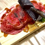 Charcoal grilled Steak Sushi with luxurious gout topping