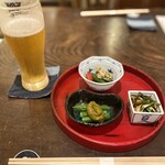 七福 - ・ハートランド生とお通し。