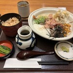 Sojibou - 名物お好みぶっかけそば：５種盛り定食
                        （大海老天・舞茸天・なめこ・とろろ・梅干し）