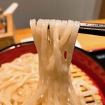 熊たまや - 【2024年03月】肉ネギつけ汁うどん＠720円、麺アップ。