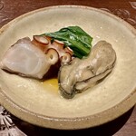 天ぷら たけうち - 真蛸の燻製 牡蠣のオイル漬け