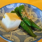 SUSHI TOKYO TEN、 - 湯葉豆腐・オクラ漬け