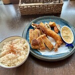 バルバルキッチンアメリ - ランチ：国産豚ロースの香草パン粉焼き＆有頭海老フライ(¥1,480)