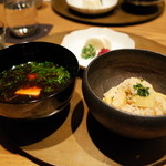 六雁 - お食事 筍ご飯 赤出汁 香の物