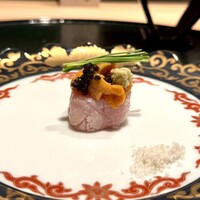 焼鳥 天赦 - 信玄鶏ささみの鶏わさ