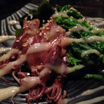 居酒屋 おば九 - ホタルイカと菜の花の酢味噌かけ