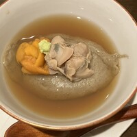 乙味 あさ井 - 蕎麦がき、蛤、雲丹　蛤の出汁