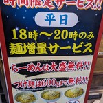 大阪 ラーメン研究所 - 18～20時大盛り無料