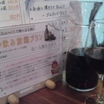 Ra Furesuko - 平日限定500円ワイン飲み放題が気になって入店してみました。ワインはイタリアワイン、チリワインそれぞれ赤白の４種類、それぞれグラスか500mlデカンタを選ぶことができます。