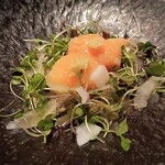 鮨 富かわ - 桜鱒　ハーブ仕立て　前菜に丁度良く胃が活性化されて行く〜