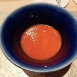 鮨 富かわ - 茶碗蒸し　アメリケーヌソース。下にジャガイモのすり身と帆立が入ってました。