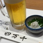 Shusai Shimanto - お通しと生ビール