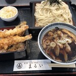 Marui Udon - 肉汁うどん＋ミニ海老天重