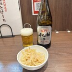 Nikuyashokudou takeuti - もやしナムルと瓶ビール