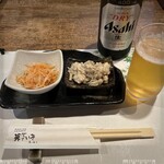 Toukaidou Kawasaki Shuku Honkaku Shouchuu Dokoro Iki Iki - お通し＆瓶ビール