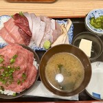 Uosai Hazama - 刺し盛り定食＋ネギトロトッピング