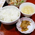 倚水軒 - ご飯、スープ、搾菜