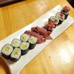 南柏 旬の鮮魚と四季の地酒 すしの磯一 - とろきゅう巻、きざみ本わさび巻、仙台牛ザブトン握り