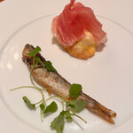 cucina Wada - フグ白子と生ハムと稚鮎