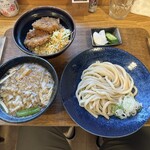 Tsukejiru Udon Tsuruya - 【2024.5.18(土)】お昼のセット（肉つけ汁うどん（270g）＋ソースカツ丼＋お新香）1,200円