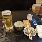 焼鶏 かかし - お突き出しでビール！