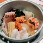 銀座ろくさん亭 - 海鮮お宝蒸し(雲丹、車海老、蛸、鮑、鯛)