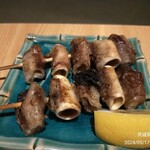 Akarui Nouson - 豚のど軟骨串1本165円、美味しかったです。