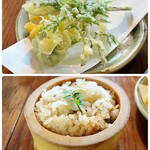 でんしょう坊 - 天ぷら・たけのこご飯