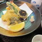 Jindaiji Soba Kiyoshi - 大海老、茄子、南瓜、椎茸、ピーマン