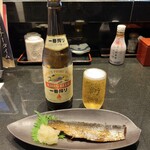 にぎり長次郎 - 瓶ビール(キリン一番搾り)＆にしん甘露煮♪