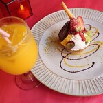 ビストロ バルフルール - 渡り蟹パスタランチのデザートとドリンク