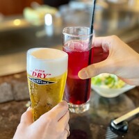 XEX TOKYO / 鉄板焼An - クランベリージュース＆アサヒスーパードライエクストラゴールド