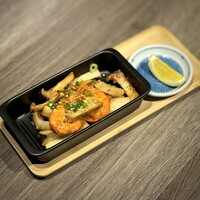 海老とエリンギガーリック炒め