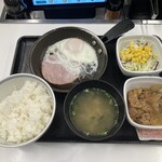 吉野家 - ハムエッグ牛小鉢定食