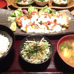 はかた地どり 福栄組合 - 美味酢仕立て　チキン南蛮膳、ご飯、味噌汁、サラダ付き