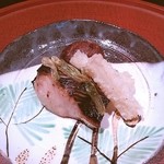 日本料理 晴山 - 【2014、3月・ランチ】鉢魚：鰆・ウドの天麩羅・牛蒡餅を揚げたもの