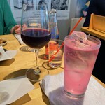 鳥 から揚げ うえ山 - 赤ワイン & ダマサワー(バイス) & 芋焼酎 島美人