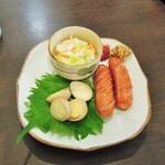 奥出雲 そば処 一福 - ビール飲み比べについているアテ