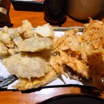 利久庵 - ◎かき揚げ天丼　たれ　と　ごはん　と別にきました