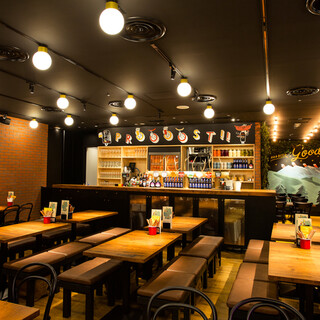 The spacious interior is comparable to a real Beer Hall and can be rented out for private use.