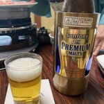 牛銀本店 - 最初はプレモルの瓶ビール