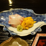 富小路 やま岸 - 明石の鯛塩〆、由良の雲丹