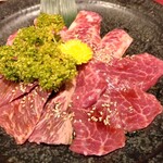 焼肉 ふじべこ - カルビ、ロース、ハラミの盛り合わせ