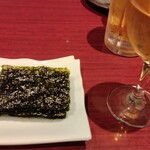 焼肉 ふじべこ - お通しは韓国海苔