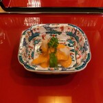 Akasaka Eigetsu - Shakotan Surf Clam with Sweet Asparagus and Egg Yolk Sauce