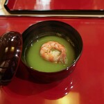 Eigetsu - 湯葉のしんじょう、茹で揚げの車海老新緑じたてのお椀