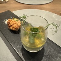 Braceria Buffa - グリーンピースのパンナコッタと烏賊のポルペッタ