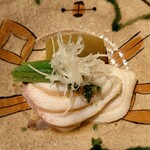 温石 - 炊き合わせ　アブラボウズ、丸茄子、インゲンのすき焼き風